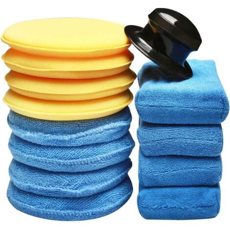 13Pcs Éponge De Polissage Voiture Éponge De Cire Éponge Fartage Tampon De Nettoyage pour Nettoyer Voitures Véhicule, Verre (Bleu, Jaune) (1/5)