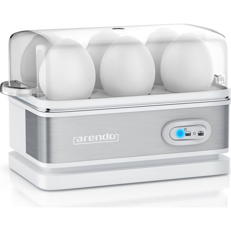 Arendo Eierkocher 6-fach, 400 W, Edelstahl, Warmhaltefunktion, Härtegrad einstellbar, für 6 Eier, weiß (1/5)