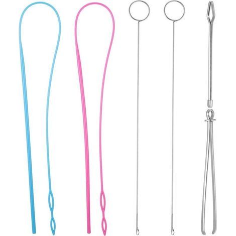 6 Pièces Kit de Boucle de Couture, Comprenant Crochet de Tourneur de Boucle Enfile-Cordon Flexible Pince à Épiler en Métal Outil de Tourneur à Boucle Long avec Verrou pour DIY Accessoires de Tricot (1/5)