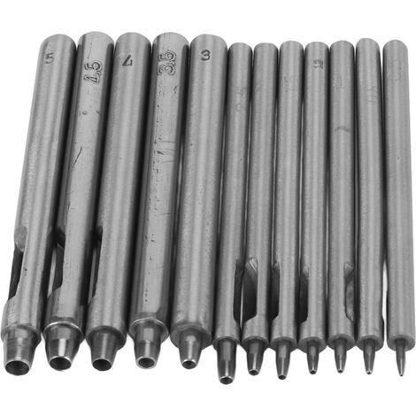 Jeu de 12 emporte-pièces pour cuir, trous creux de 0,5 à 5 mm, pour bracelets de montre et ceintures en cuir. (1/5)