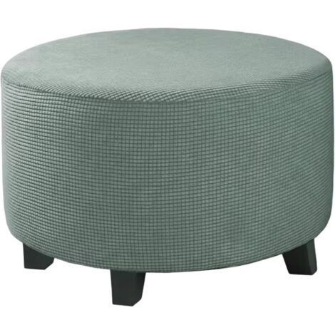 Housse de Pouf Ronde en Jacquard Extensible Housse de Pouf Pliable et Lavable avec Bord élastique Convient aux poufs 60 à 73 cm diamètre. Vert (1/3)