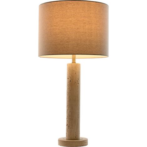 Lampara Sobremesa Marmol Lino 35X35X73 Beige (1/5)