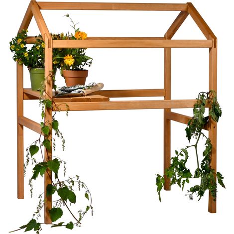 Tour pour tomates et Fraises avec étagère - en Bois pour Plate-Bande surélevée 2.0-74 x 54 x 89 cm - Marron (1/5)