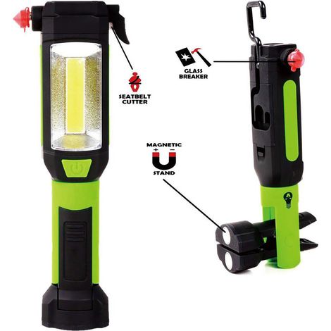TORCIA LAMPADA DA LAVORO LED COB MARTELLO OFFICINA MAGNETICO TAGLIERINA CAMPING