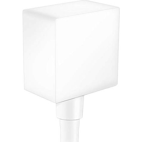Hansgrohe Fixfit - Attacco per flessibile Square con valvola di ritorno, bianco opaco 26455700 (1/4)