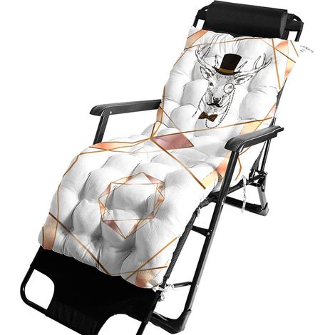 Velvet Garden Chaise Lounge Cushion, Thickened 3D Animal Print Garden Furniture Cushion, Sun Lounger Mattress for Indoor and Outdoor Use (Grey Deer, 48x125x8cm) (1/5)