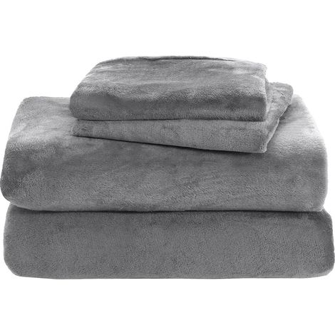 Ensemble de draps en microfibre polaire extra douce, format Queen  Draps en microfibre de luxe anti-boulochage, poches profondes  Collection Luxe Velours Sherpa (1/5)