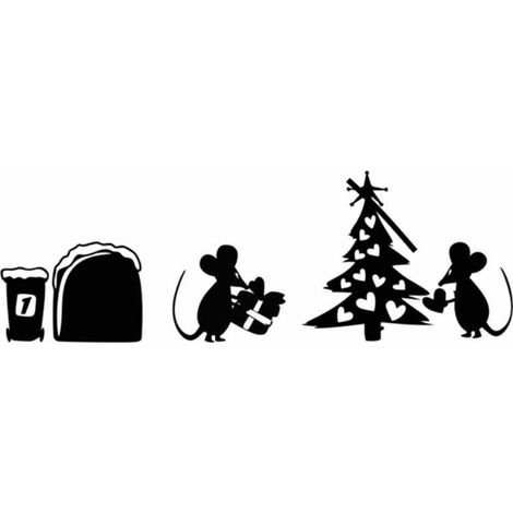 Sticker mural de Noël en PVC, décor avec jolis animaux et trous de souris pour décoration de fête de fin d'année (1/5)