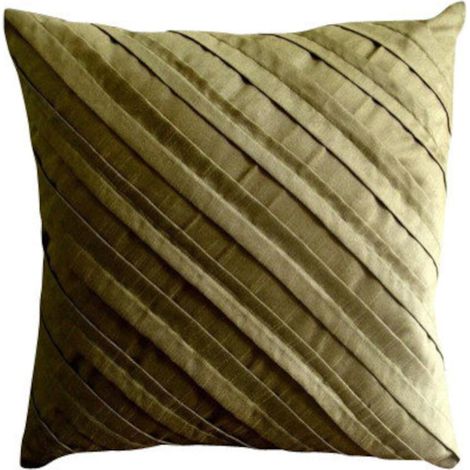 Funda de almohada cuadrada de seda texturizada plisada, con estampado a rayas, de la marca Earthy Affair, de 35,5 x 35,5 cm (14 x 14 pulgadas).