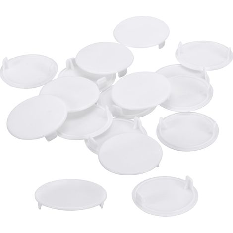 25Pcs Cache-Trous de Charnière, 38mm (1 1/2") Dia Cache-Trou en Plastique Rond de Type Encastré pour Meuble Armoire Placard, Blanc (1/5)