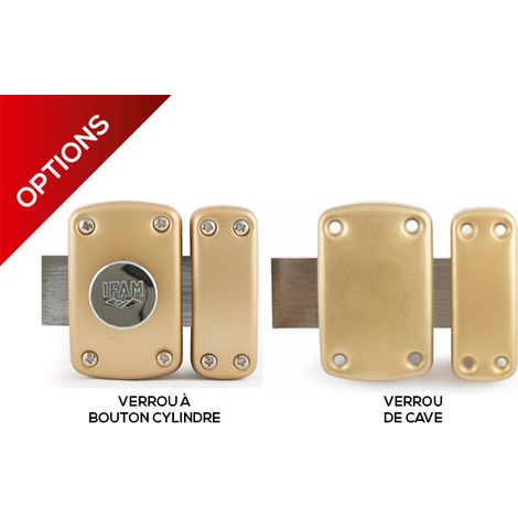 Verrou à bouton cylindre 40mm pour porte jusqu'à 60mm – 3 clés incluses – Compatible série F5S – 26140 – Ifam