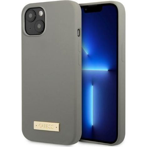 Guess GUHMP13SSPLG iPhone 13 mini 5.4 custodia rigida grigia/grigia con logo in silicone e MagSafe (1/5)