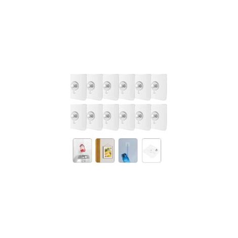Fixation Murale Sans Percer, 12PCS Attache Cadre Sans Percer, Attache Cadre Adhésif Crochets, Accroche Murale pour Accroche Cadres Photo Art Mural Décorative, San Trou San Endommager (1/5)