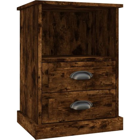 Comodino con due cassetti e vano a giorno 43 x 36 x 60 cm MDF marrone DEC033648