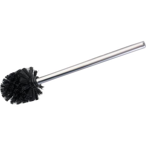 Brosse WC WENKO inox argent 3 pièces tête noire remplaçable design en acier inoxydable lot de 3 avec manche brillant et tête de brosse universelle pour un nettoyage efficace et pratique de votre WC (1/2)
