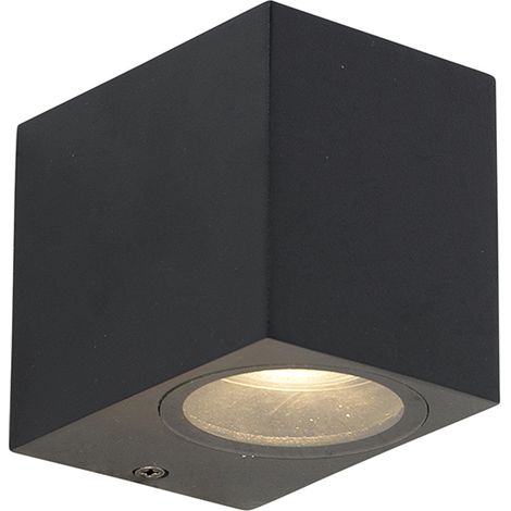 QAZQA Moderne Wandleuchte schwarz GU10 50mm IP44 - Baleno