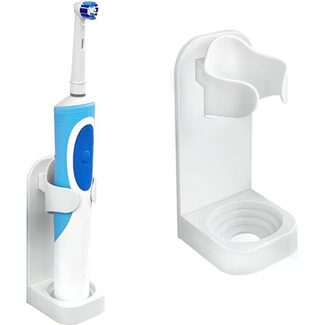 Lot de 2 supports muraux pour brosses à dents électriques (blanc) (1/5)