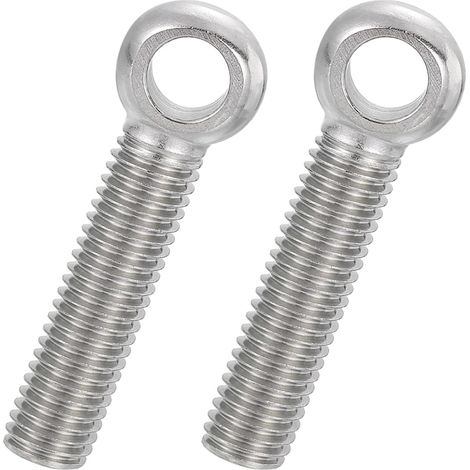 2 Pcs Boulon à Œil M12x55mm Boulon à Œillet de Levage pour Balancement d'Épaule, Vis Filetage Complet en Acier Inoxydable 304, Filetage Métrique Trou Coulissant, Couleur Argentée (1/5)