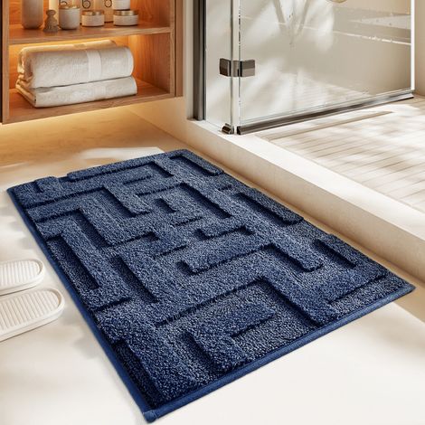 Blaue 50 x 80 cm große Fußmatten für den Innen- und Außenbereich mit rutschfester Oberfläche und wasserabweisender Beschichtung
