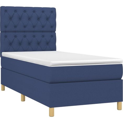 Box Spring Bed with Mattress&LED Blue 80x200 cm Fabric vidaXL (1/4)