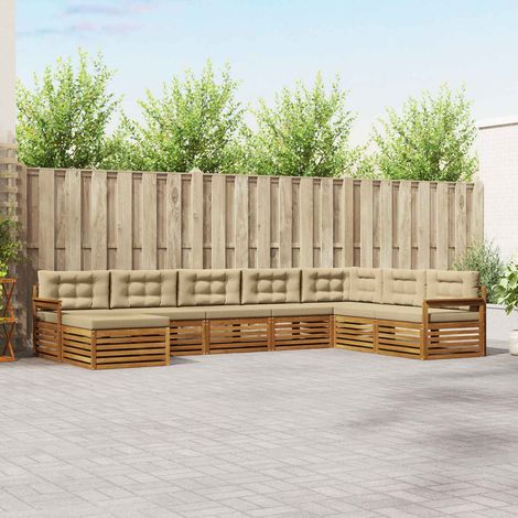 Outdoor-Sofagarnitur 8 pcs Natur und Beige Massivholz Akazie (1/5)