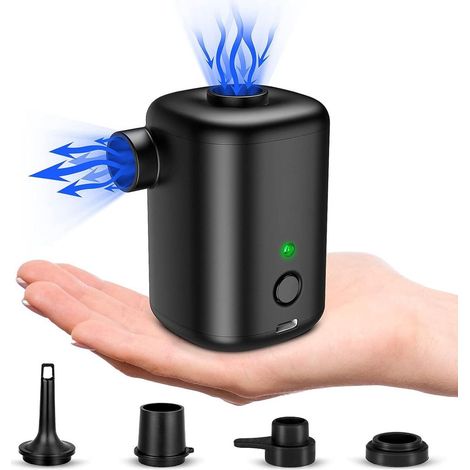 Mini pompa ad aria elettrica ricaricabile, 4000 Pa, 4 ugelli, per materassi gonfiabili, salvagenti, sacchetti sottovuoto (1/5)