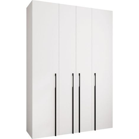 Armario Hartford 570, Blanco, 246x170x42cm, Puertas de armario: Con bisagras, Número de estantes: 12 (1/5)