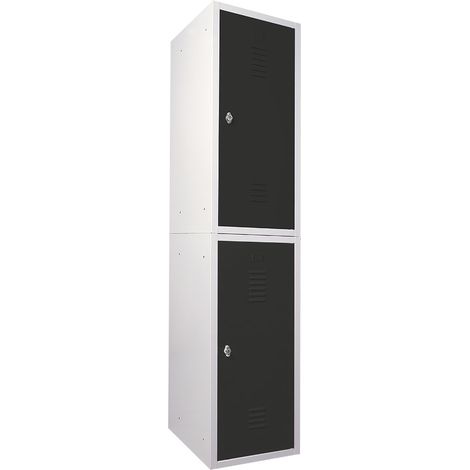 BRB Schließfachschränke-Set aus Stahlblech, HxBxT 900x415x490 mm (2 Stück, anthrazit/anthrazit)