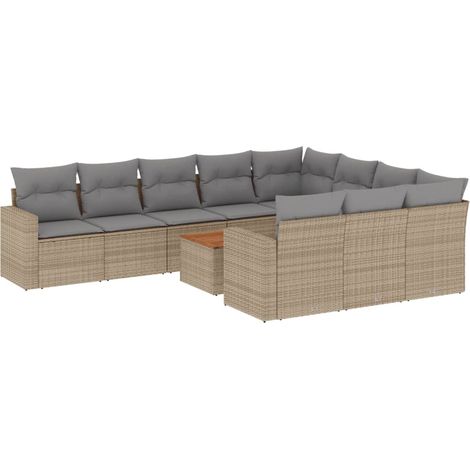 Maison Exclusive - Juego de sofás jardín con cojines beige mezcla (1/5)