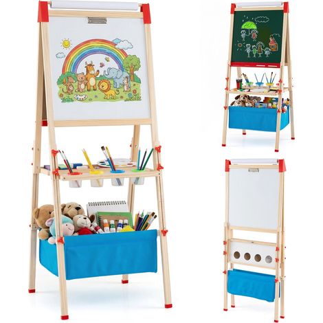 Verstellbare Kinderstaffelei mit Magnettafel und Kreidetafel