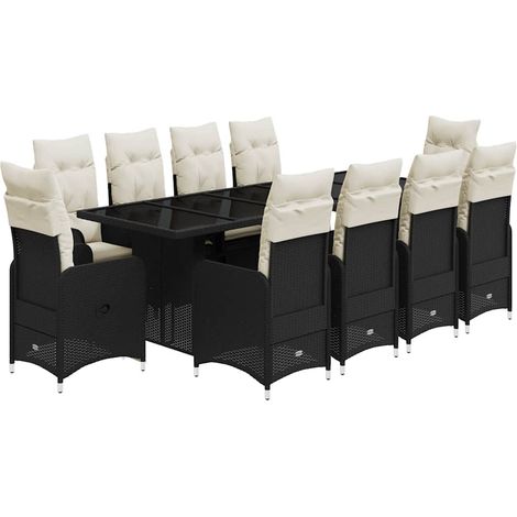 Maison Exclusive - 11-tlg. Garten-Bistro-Set mit Kissen Schwarz P (1/5)