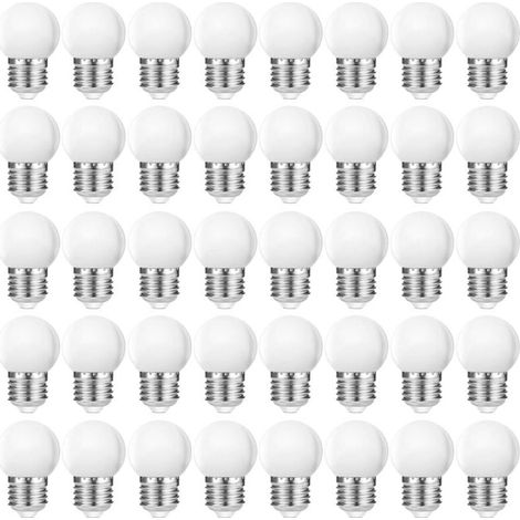 LED E27 G45 Ampoules Globe, Blanc Chaud 2700K, Ampoules LED 3W G45, Couvercle en plastique mat, Lampe pour guirlandes lumineuses, E27 Intérieur et extérieur, Non Dimmable, 40 Pièces [Classe énergétiqu (1/5)
