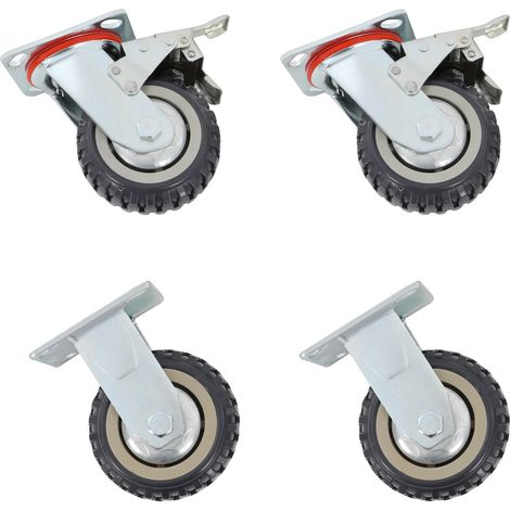 Rollen, 10 cm Durchmesser, 100 kg Tragfähigkeit, schwenkbar mit Bremse, hochwertiges Polyurethan, geeignet für Möbel (1/5)