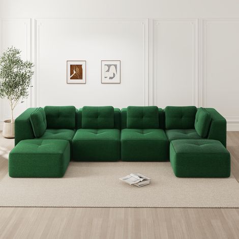 Ecksofa modular aus Cord Grün, U-/L-Form, Schlafsofa, ohne Aufbau