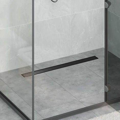 Duschablauf 2-in-1 mit 360° Siphon Schwarz 80 cm Edelstahl 304