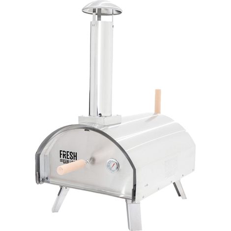 Monster Shop – Four à pizza extérieur premium 30cm – Multi-combustible bois, charbon, granulés – Double paroi isolée – Thermomètre intégré – Cuisson 60s 500°C