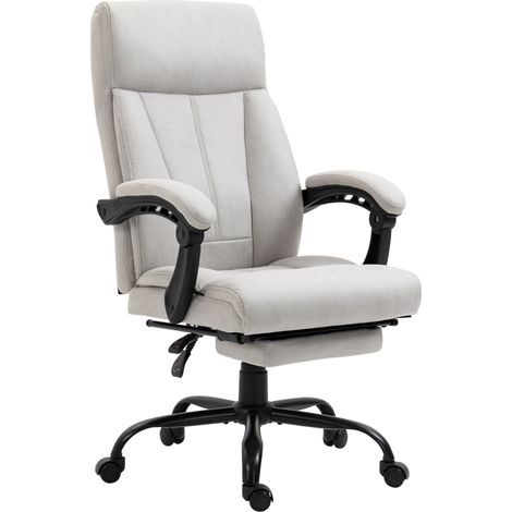 Silla de oficina ergonómica con función de masaje, apoyapiés ajustable, gris claro (1/5)