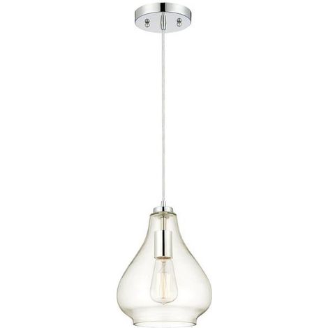 1-Light Pendant Chrome with clear glass shade