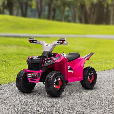 Quad eléctrico infantil, vehículo con batería de 6 V, marcha adelante y atrás, 70 cm de largo x 41,5 cm de ancho x 48,5 cm de alto, color rosa.