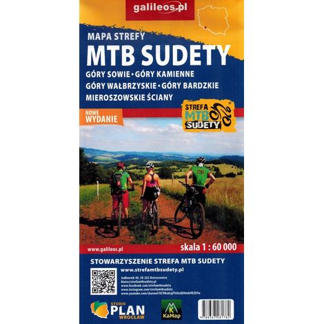 Rutas de ciclismo de montaña en los Sudetes: Montañas del Búho, Montañas de Piedra, Montañas Wałbrzych, Montañas Bardzkie, Montañas Mieroszów. Mapa turístico de rutas ciclistas. Edición 2023. Galileos (1/4)
