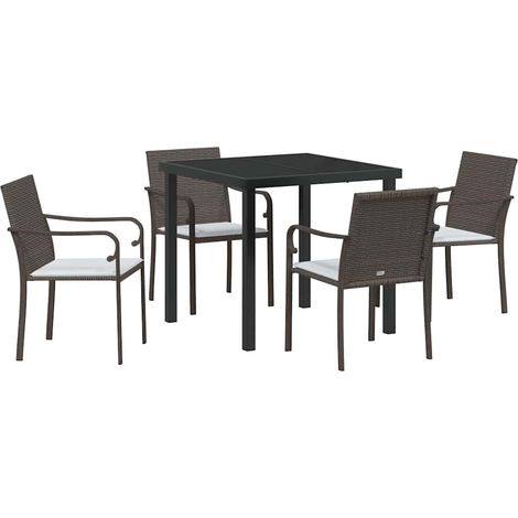 Ensemble de salle à manger pour jardin 5 pcs,Salon de jardin Marron Poly rotin CFW23616 (1/5)