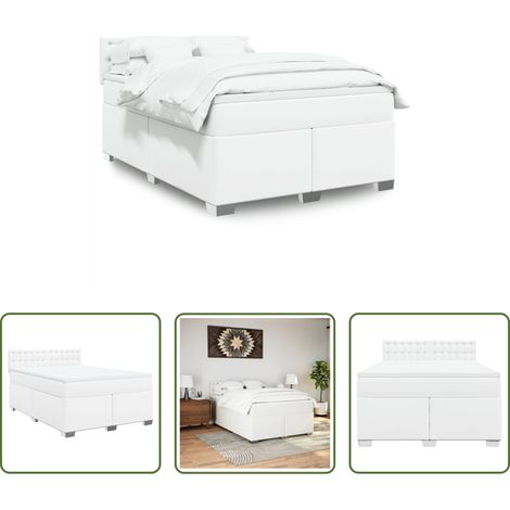 Sommeil réparateur - Sommier à lattes de lit avec matelas Blanc 160x200cm Similicuir (1/5)