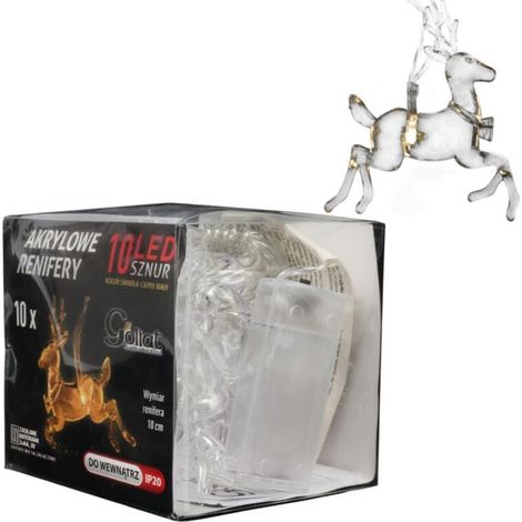 Luci natalizie a filo, renna in acrilico, 10 LED, alimentazione a batteria, 10 cm (1/5)