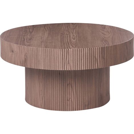 Tavolino da caffè con piano in MDF e base dal design moderno a coste ø 80 cm Marrone scuro Seul (1/5)