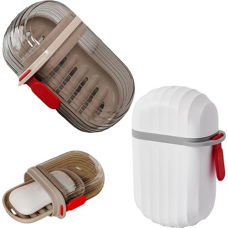 Lot De 2 Porte Boite Savon,Boite A Savon Voyage avec Grille D'Écoulement, Idéal pour La Maison, La Salle De Bain, Les Voyages, Le Camping Et Les Activités De Plein Air (1/5)