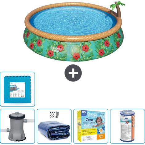 Piscine gonflable ronde Bestway à réglage rapide - Paradise Print - 457 x 84 cm - Comprend des Accessoires CB17 (1/5)