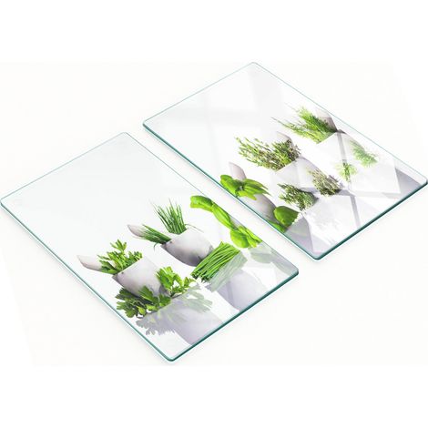 Tableros de vidrio decorativos multifuncionales con estampado de hierbas, 2x30x52 cm.