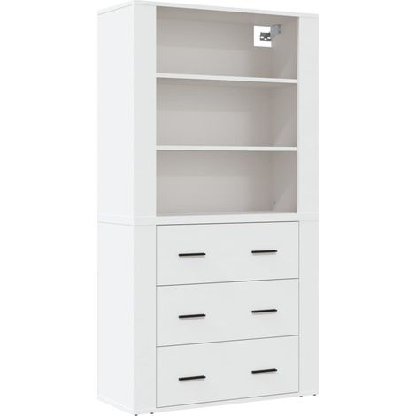 Credenza buffet cassettiera mobile contenitore organizer cucina soggiorno soggiorno legno multistrato bianco 020032782