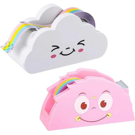 Lot de 2 distributeurs de ruban adhésif avec ruban adhésif décoratif, coupe-ruban, fournitures de bureau et distributeur de film adhésif pour l'école. (1/5)