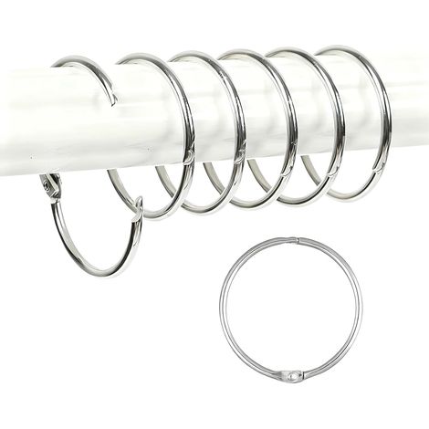 20 Pièces - Anneau de Rideau - Accessoire de Salle de Bain - Métal Inoxydable Résistant à la Corrosion - Ouverture Facile pour Tringle Fine - Usage Domestique et Bricolage - Argenté - 25mm